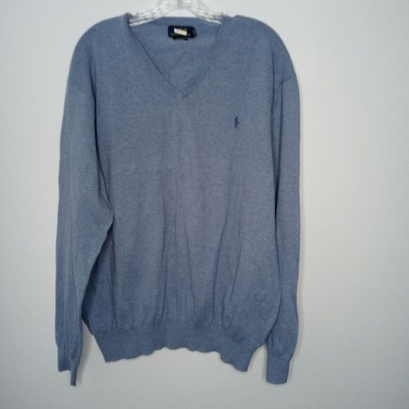 Polo Ralph Lauren v neck blue pullover size XL - Picture 1 of 5